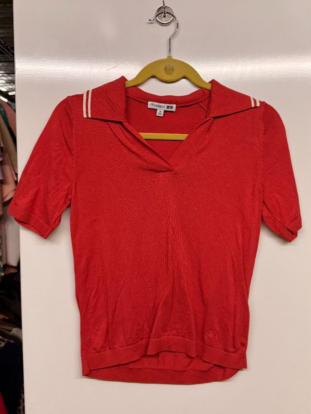Uniqlo x JW Anderson Red Knit Polo Sweater - Ivory Contrast Stripe - Size XS